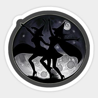 Two Witches Dancing in the Moonlight Sticker